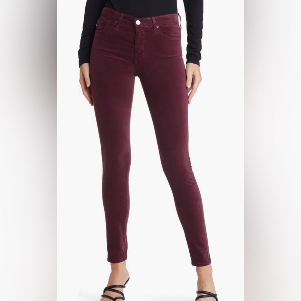 AG Adriano Goldschmied NWT Farrah skinny maroon velvet pants, size 24
